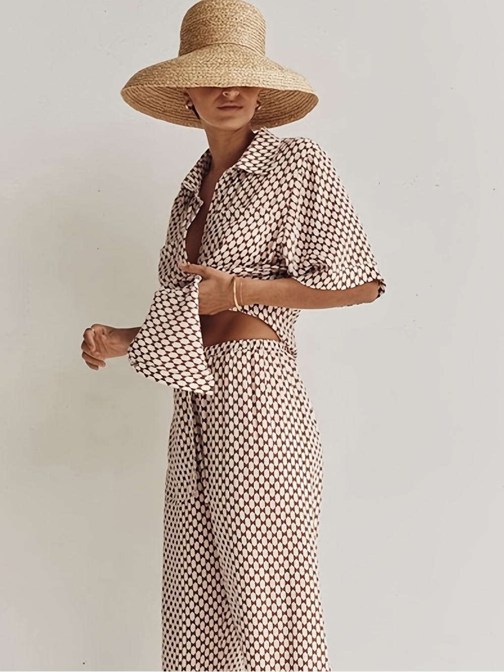 Commense | 2 piece set geometric print top & bottom (M) - Picture 1 of 15